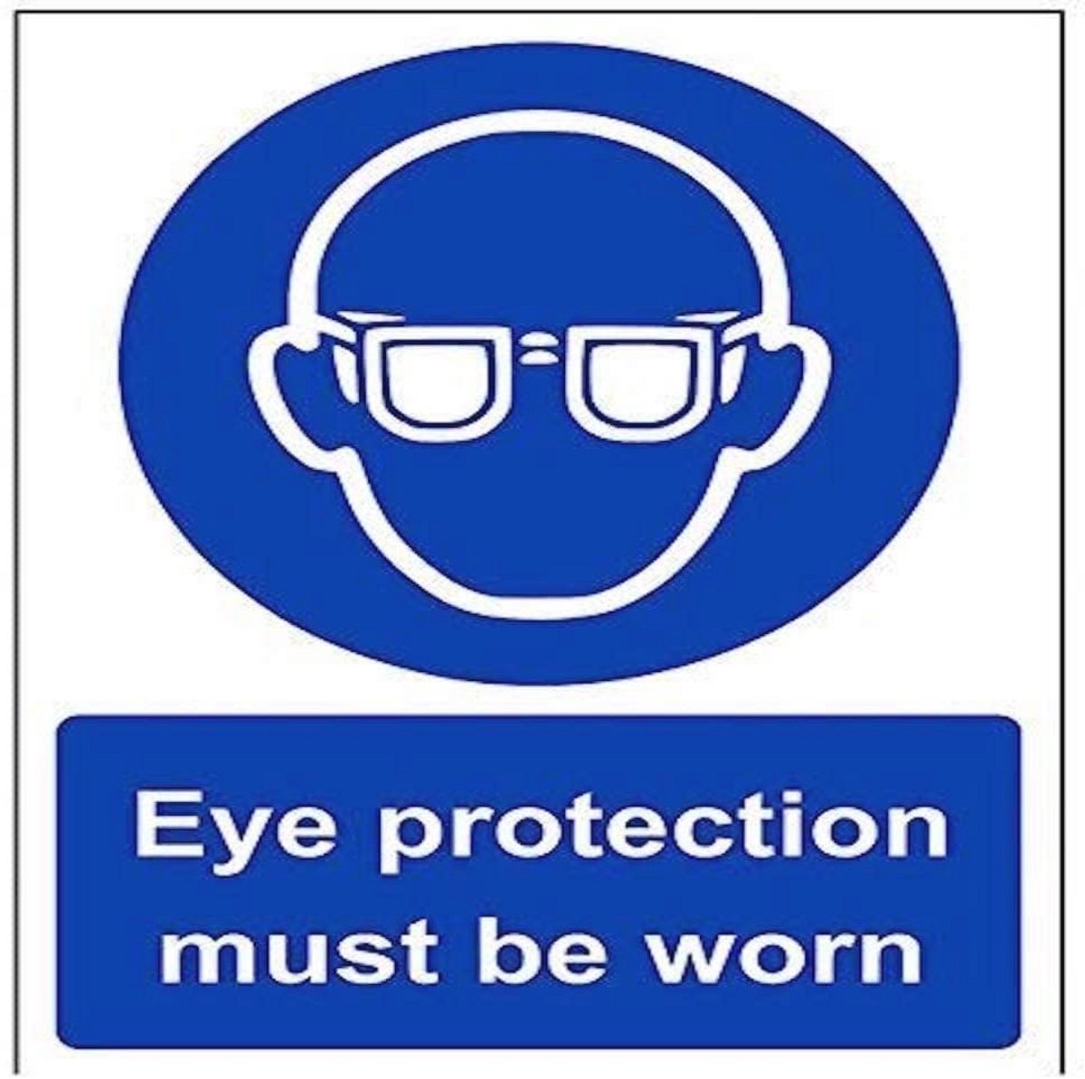 Oogbescherming Vereist - Verplicht PPE-teken, Stijf Kunststof, 150 mm x 200 mm, Blauw