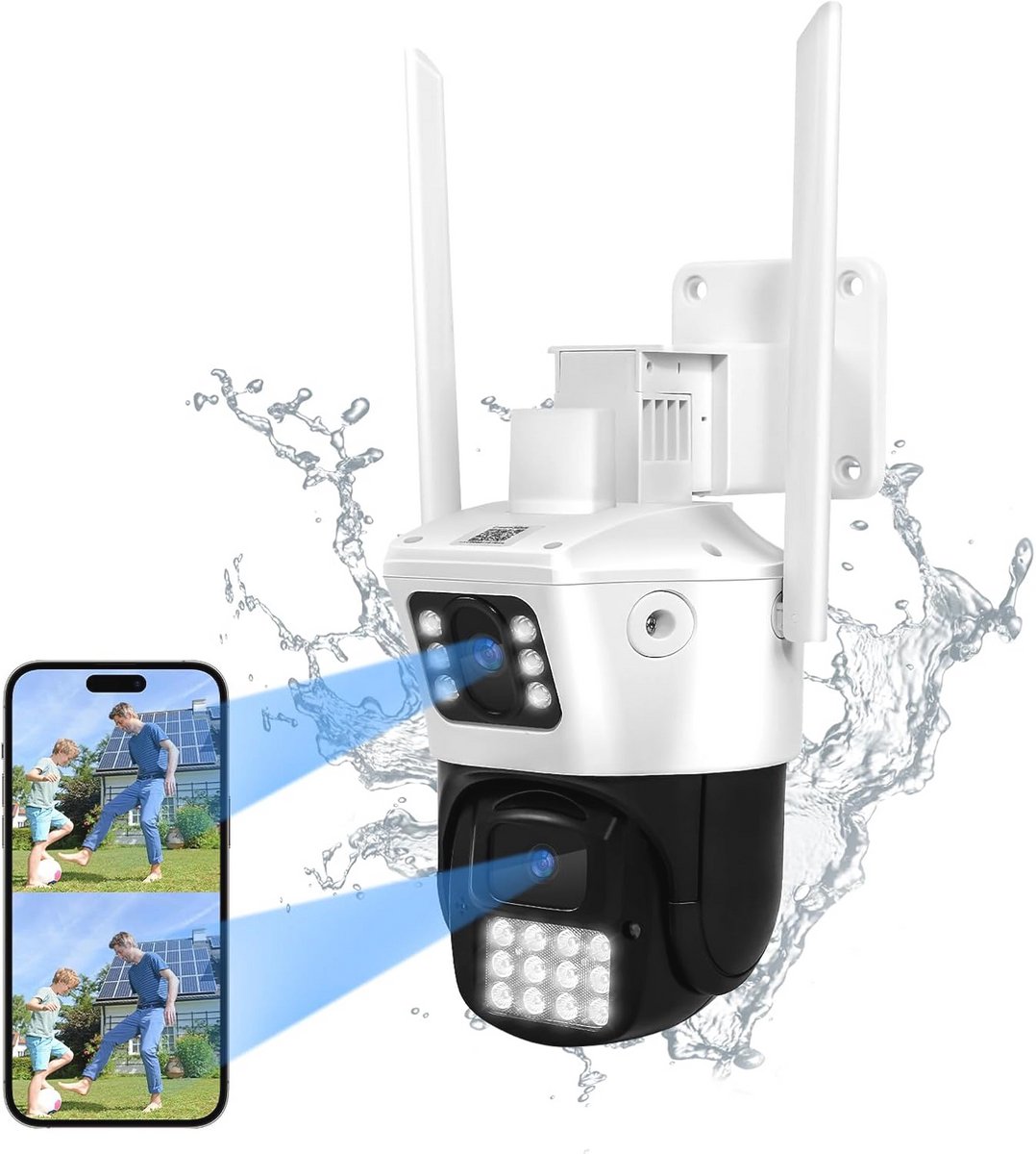 Externe Wifi-Camera 4 MP met Dubbele Lens en 360° PTZ - Bewakingscamera voor Buiten met Nachtzicht en PIR-detectie
