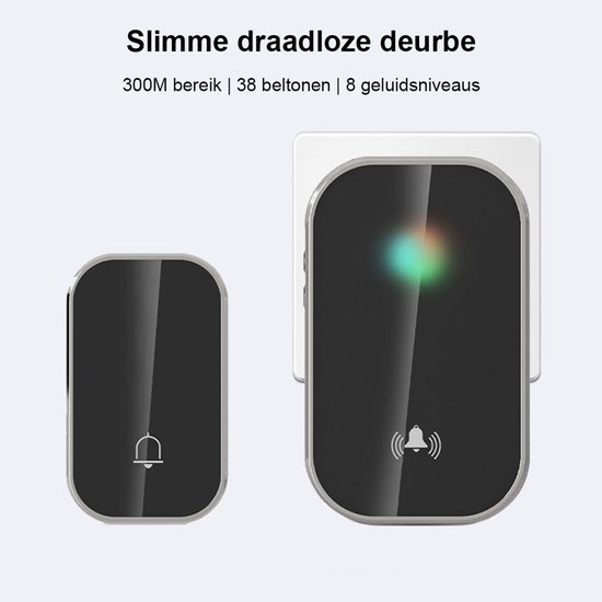 Deurbel - deurbel draadloos - Draadloze Deurbel - Inclusief Batterijen - Deurbellen - Oproepsysteem met één knop en één toon - Zilver — afbeelding 3