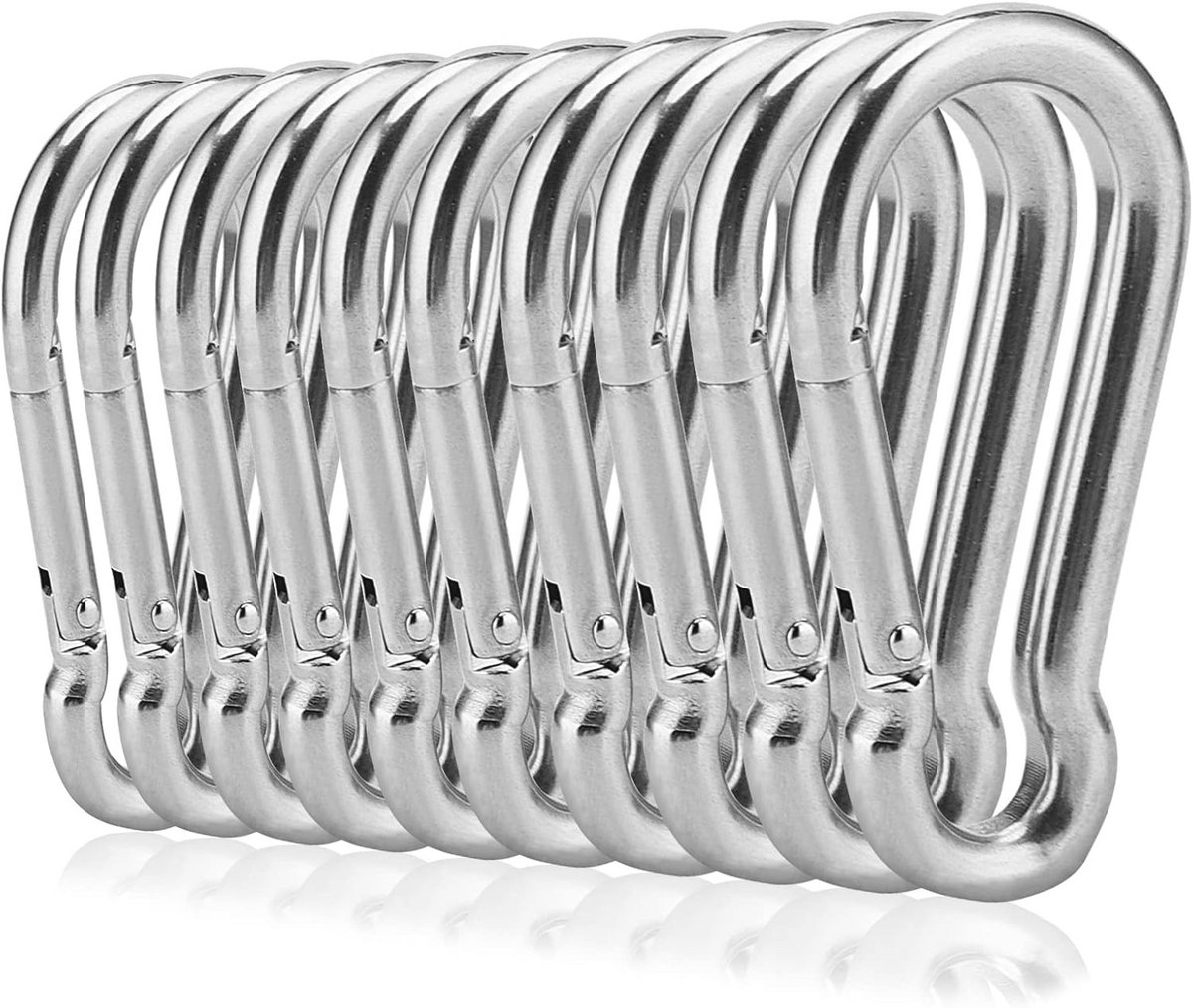 10 Stuks RVS Spring Snap Hooks voor Outdoor Activiteiten - Heavy Duty Karabijnhaken