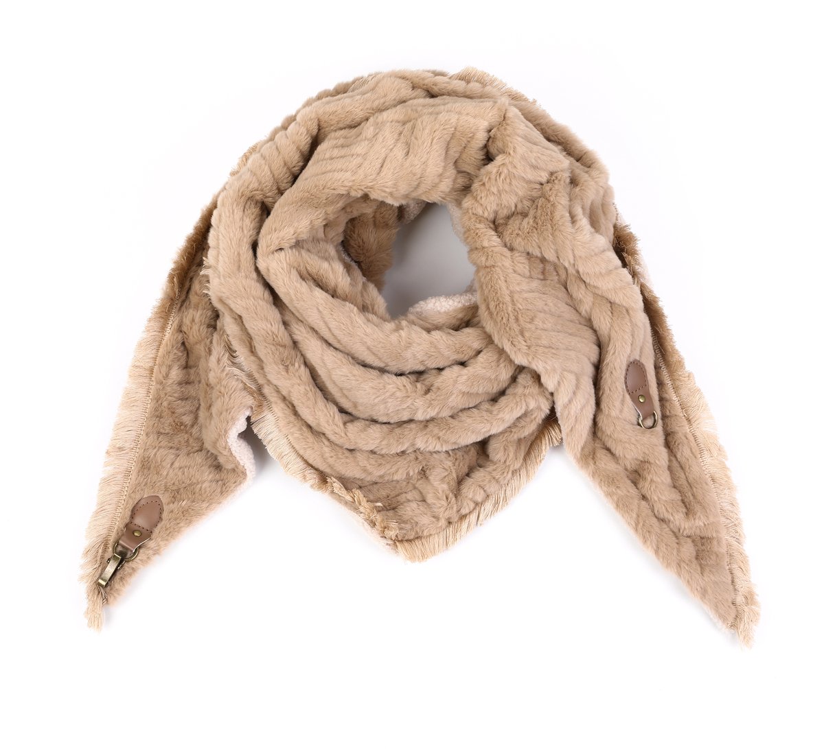 Dames - Winter - Trendy - Omslagdoek - Vachtsjaal Moira - Licht Kaki