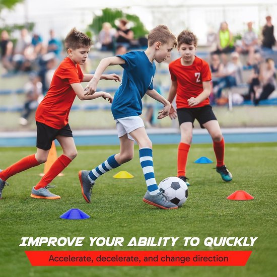 Set van 50 Disc Kegels voor Agility Training - Voetbalkegels met Draagtas en Houder, Ideaal voor Sporttraining, Coaching en Oefeningen voor Kinderen van Merkloos — afbeelding 2