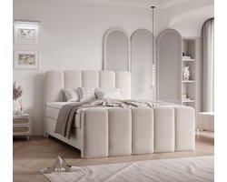 boxspring vero- 160x200- zachte teddy stof- met vaste matras- topper 4cm inbegrepen- zetelsenbedden