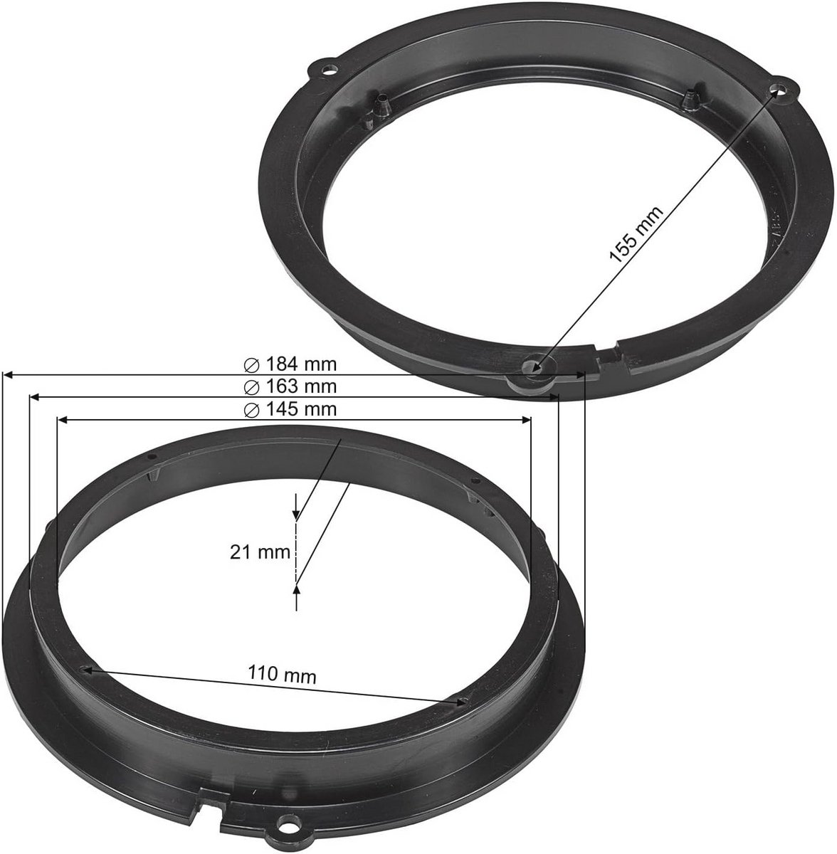 Luidspreker Adapters voor Ford - Geschikt voor 165mm DIN-Luidsprekers