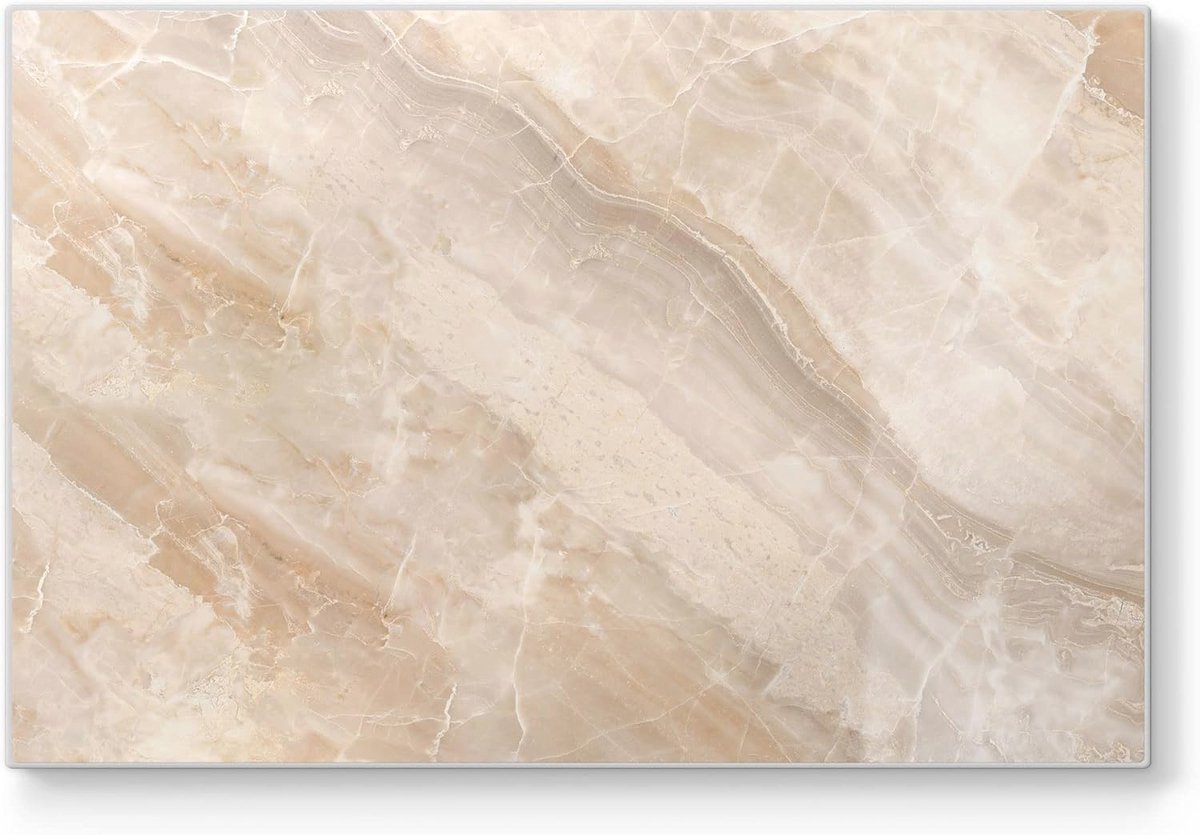 Glazen Snijplank 30 x 20 cm met Licht Marmer Motief - Antibacterieel en Antislip