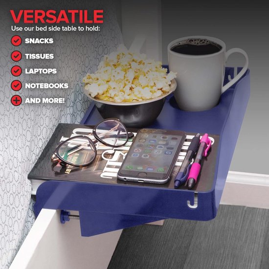 Bedtafel Opvouwbare Nachtkastje Met Clip Voor Het Organiseren Van Uw Bed Geschikt Voor Studentenkamer