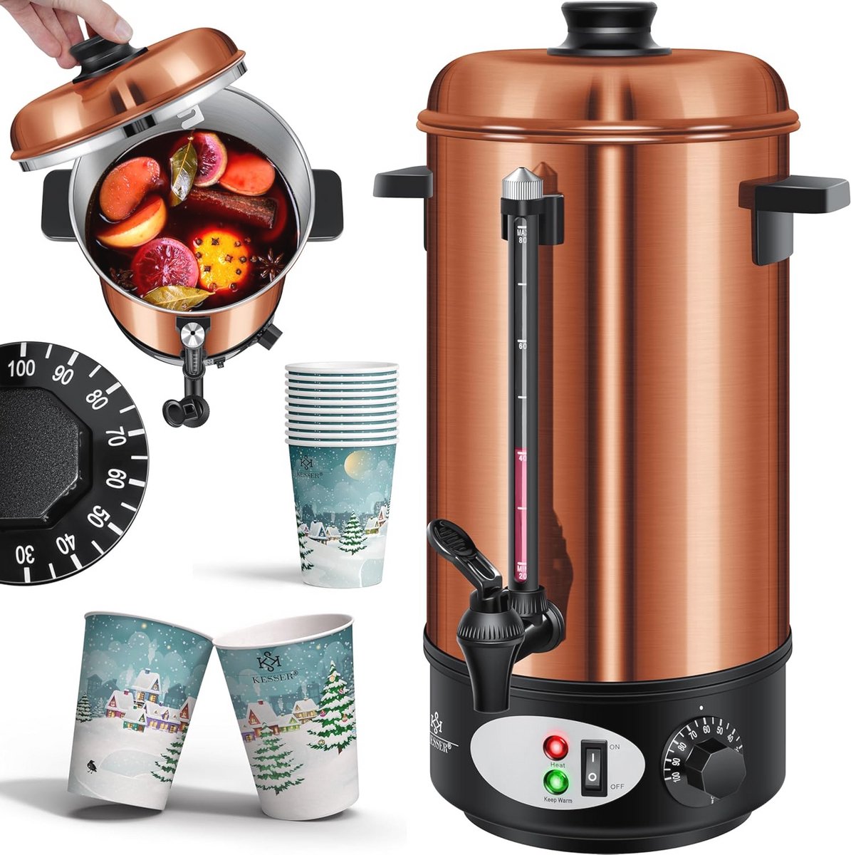 Glühweinketel 8L RVS met Thermostaat - Perfect voor Glühwein en Warm Water