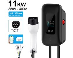 EV Wallbox 11 kW – 3-Fase – Type 2 – Zwart – Slimme Laadpaal voor Thuis & Zakelijk – App & RFID