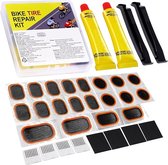 BOTC Fiets Reparatieset - voor Binnenbanden van Fietsen - met 20 vulkaniserende Plakpleisters, Metalen rasp en Bandenlichter