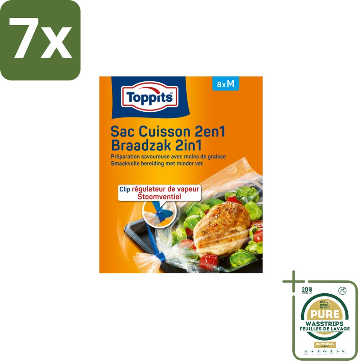 7 x Toppits – 2-in-1 Braad- & Stoomzakken – Maat M – 8 Zakjes - Grootverpakking - Koffie - Koffiezetapparaat - Koffiezetapparaat