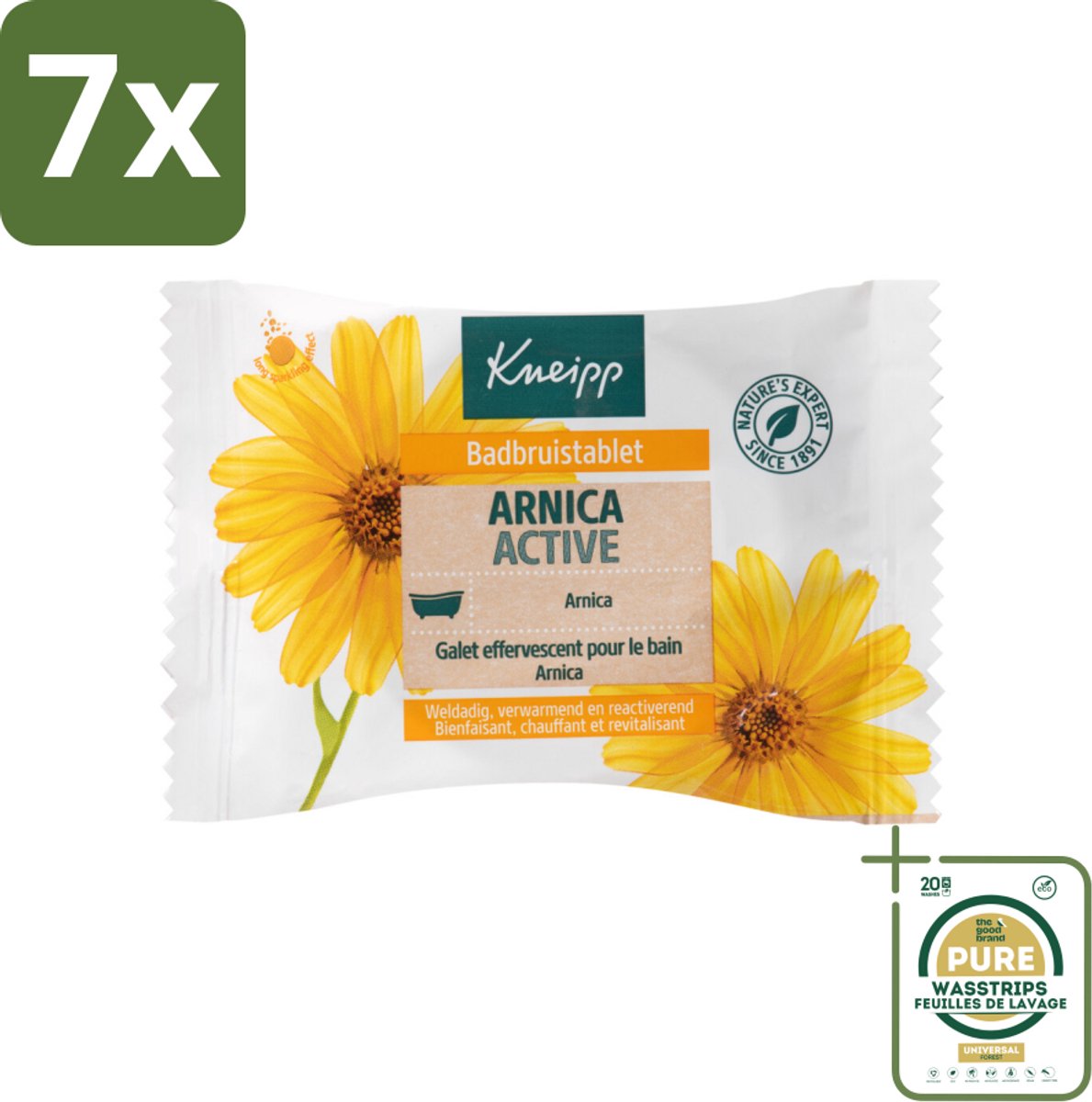 7 x Kneipp - Badbruistablet - Arnica - Grootverpakking - Badbruistablet - Arnica Extract - Herstelbad - Verwarmend Bad - Spierherstel