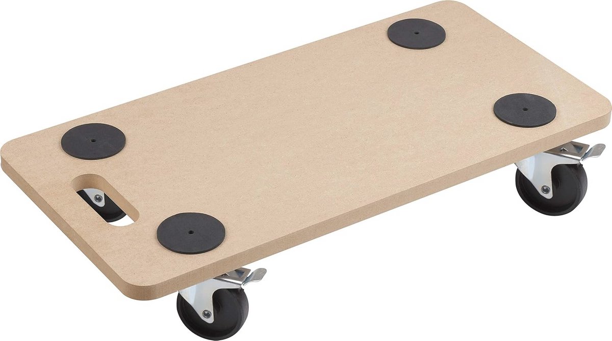 Transportroller met Rem en PP-Wielen | 200 kg Draagkracht | Meubelroller 590 x 290 mm