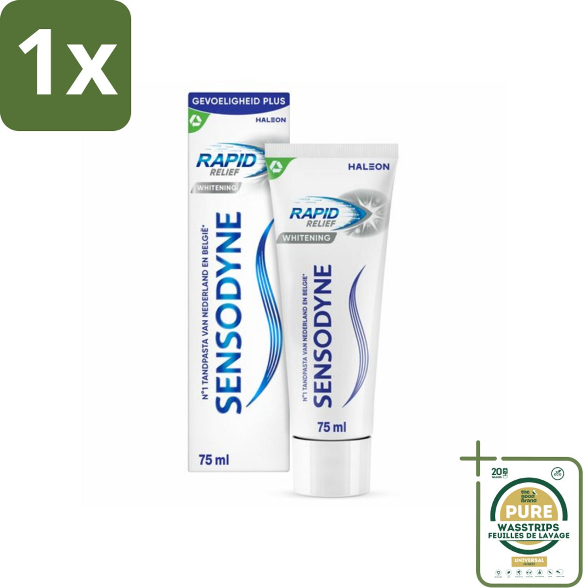 1 x Sensodyne - Tandpasta - Rapid Relief Whitening - Snelle Gevoeligheidsverlichting - 75 ml- Gevoelige Tanden - Snelle Verlichting - Tandpasta - Witte Tanden - Gevoeligheid Verlichting