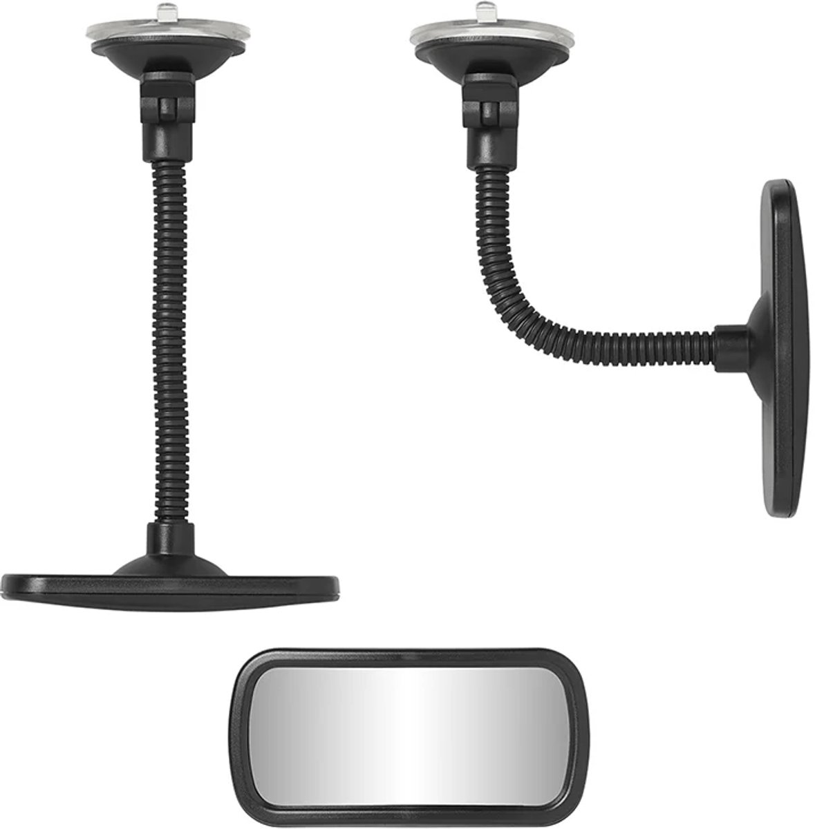 VCTparts® Universele Achteruitkijkspiegel Binnenspiegel 115x55mm met Lange Flexarm en Zuignap
