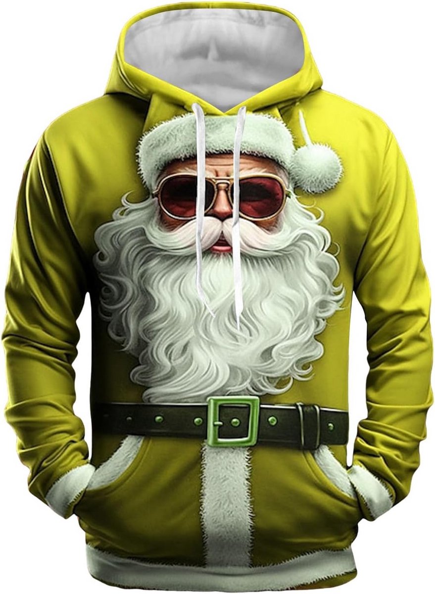 Grappige kersttrui voor heren met capuchon en zak
