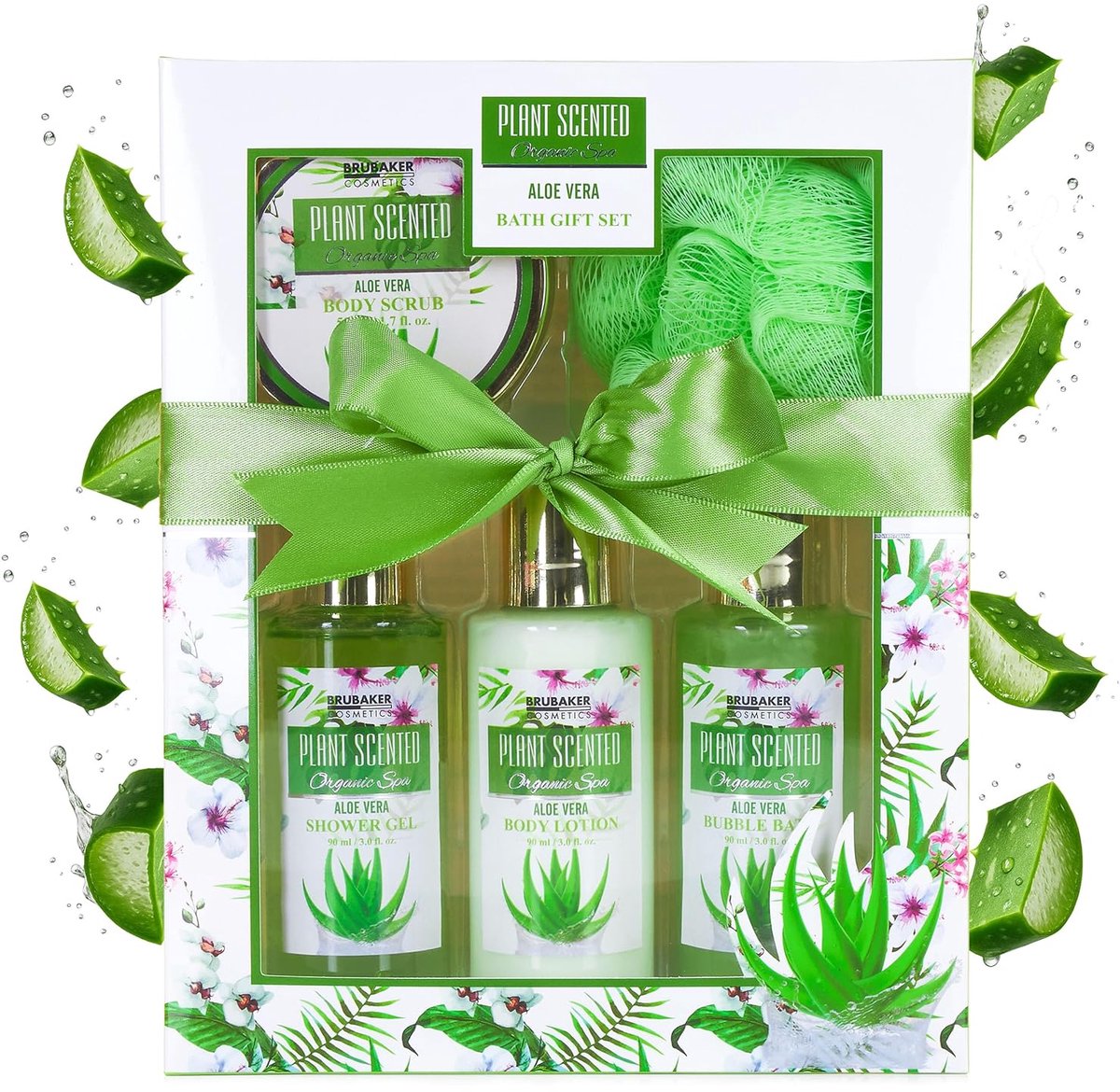 BRUBAKER Cosmetics Bad- en Doucheset Aloe Vera - Cadeautip Vrouw - Cadeau Idee - 5-delige Cadeauset - Cadeau - Moederdag Cadeautje