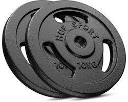 Hop-Sport Gietijzeren Gewichten Set D – Halterschijven – 20 kg – 31 mm – Met Handgrepen
