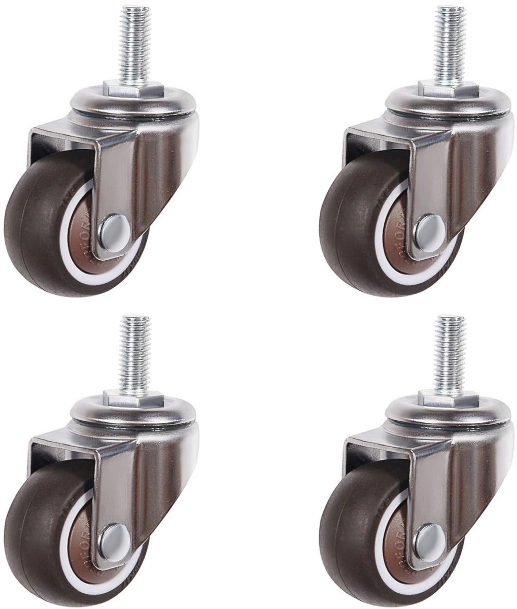 Mini-meubelwielen met Schroefdraad M8 x 20 mm - Rubberen Zwenkwielen voor Meubels en Kleine Wagen - Set van 4, Draagkracht 80 kg