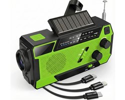 NaturaNex Noodradio Solar Opwindbaar Radio - Powerbank 4000mAh Zonneenergie - Ingebouwde Kabels - Dynamo / Zonnepaneel - Noodpakket - Zaklamp Opwindbaar - Survival Kit - FM - AM