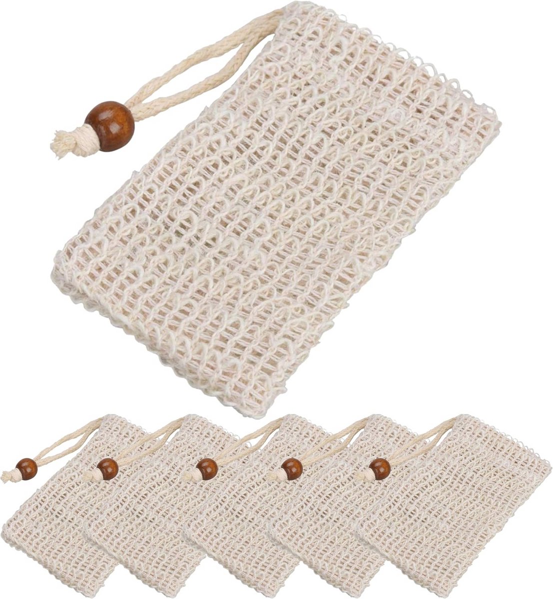 Natuurlijke Zeepzak van Natuurlijke Vezels - Biologisch Afbreekbaar - (Pack van 5)