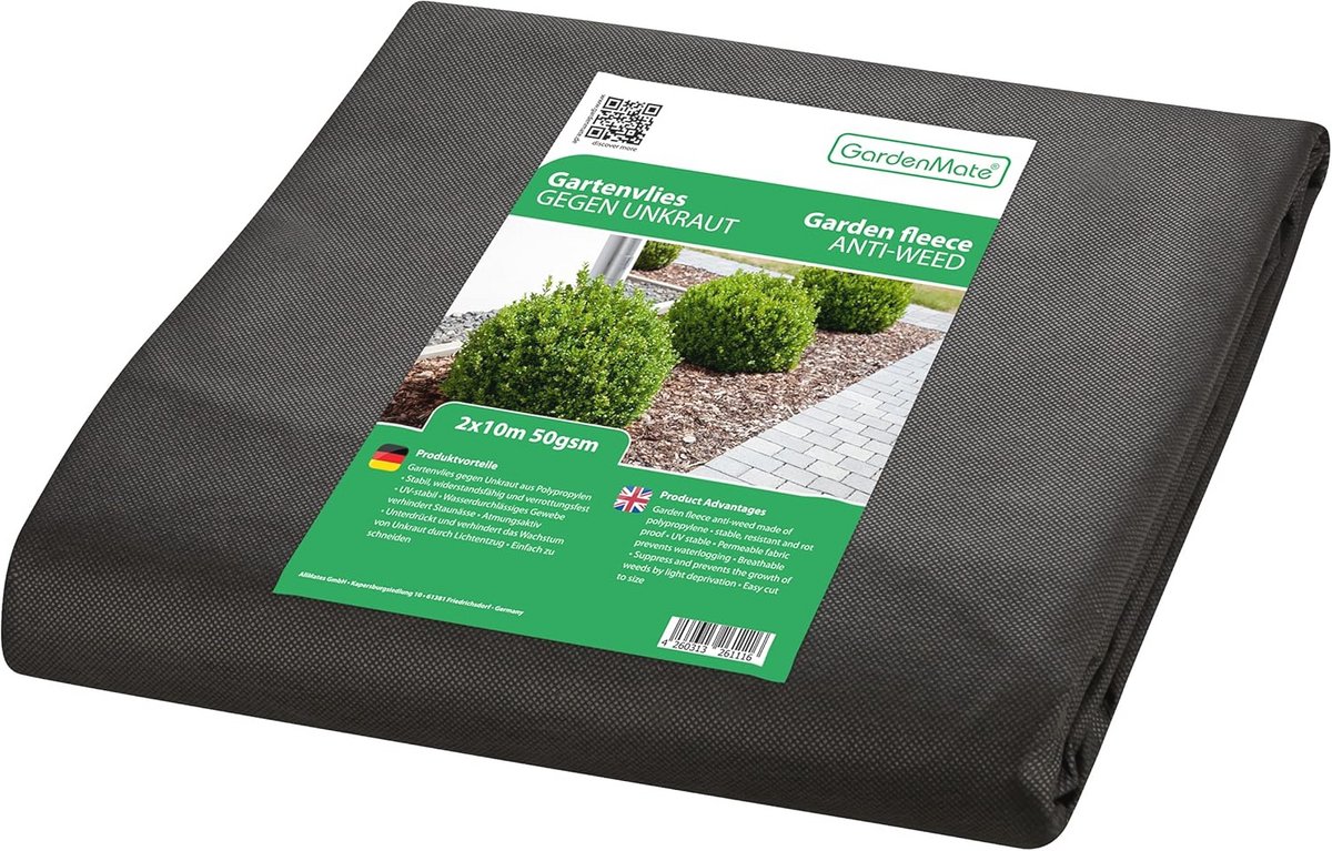 Worteldoek 50g/m² - anti-onkruiddoek - scheurvast en waterdoorlatend - 2m x 10m