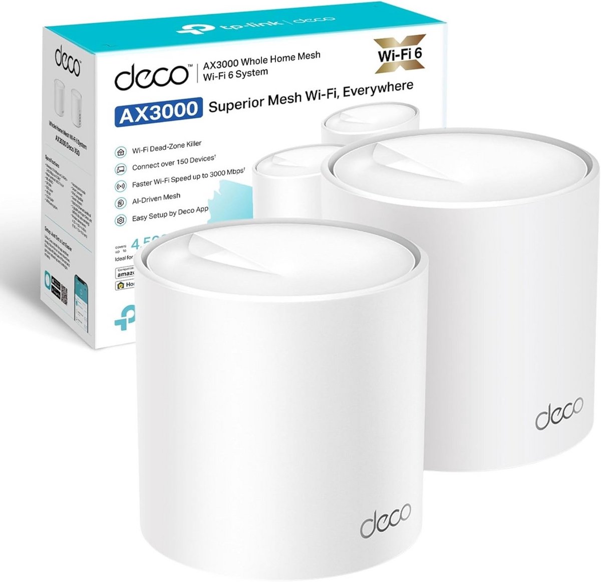 Mesh WiFi 6 Systeem (2-pack) - Snel en Dekkend Draadloos Internet tot 450m²