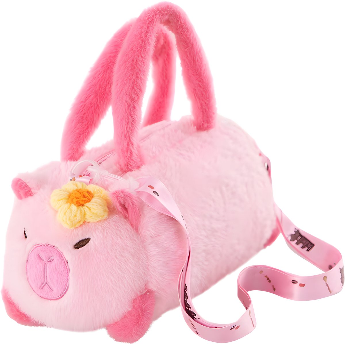 Capybara Pluche Schoudertas – Kinder Handtas & Crossbody Tas – Zacht Knuffel Design – Roze