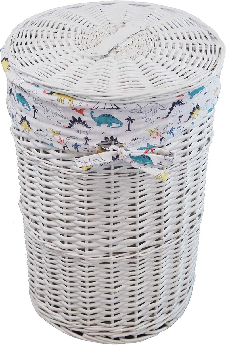 Witte Waskorf met Dinosaurus Patroon en Deksel - 30L