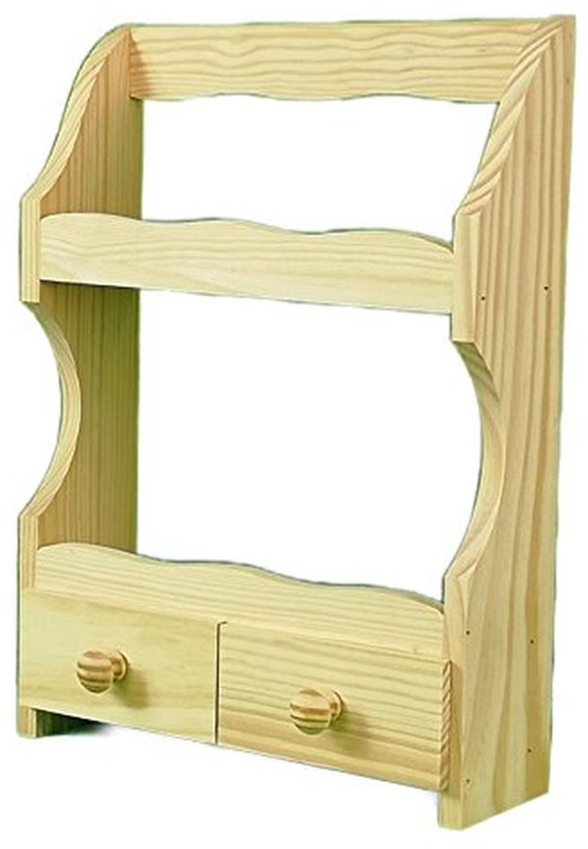 Kruidenrek van massief hout - Ecru, schilderbaar - 25x11x36 cm