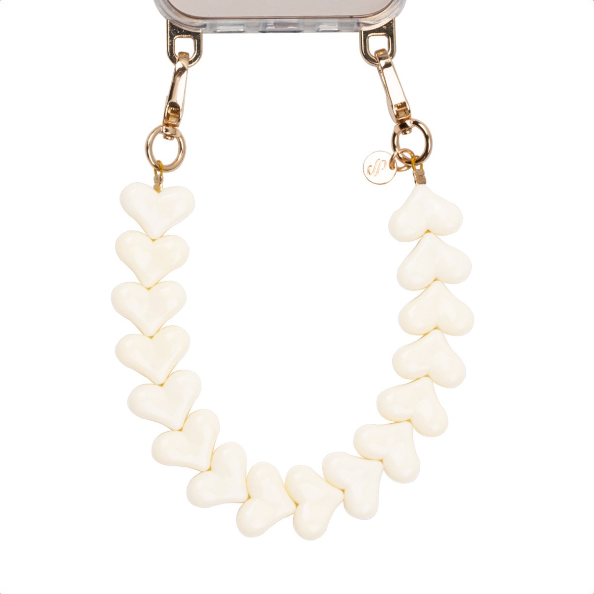 Selencia Universeel Lova Hartjes Polskoord - Telefoon Ketting - GSM Koord - Beige