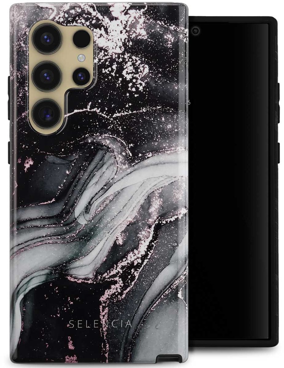Selencia Hoesje - Geschikt voor Samsung Galaxy S24 Ultra - Backcover - Chic Marble Black
