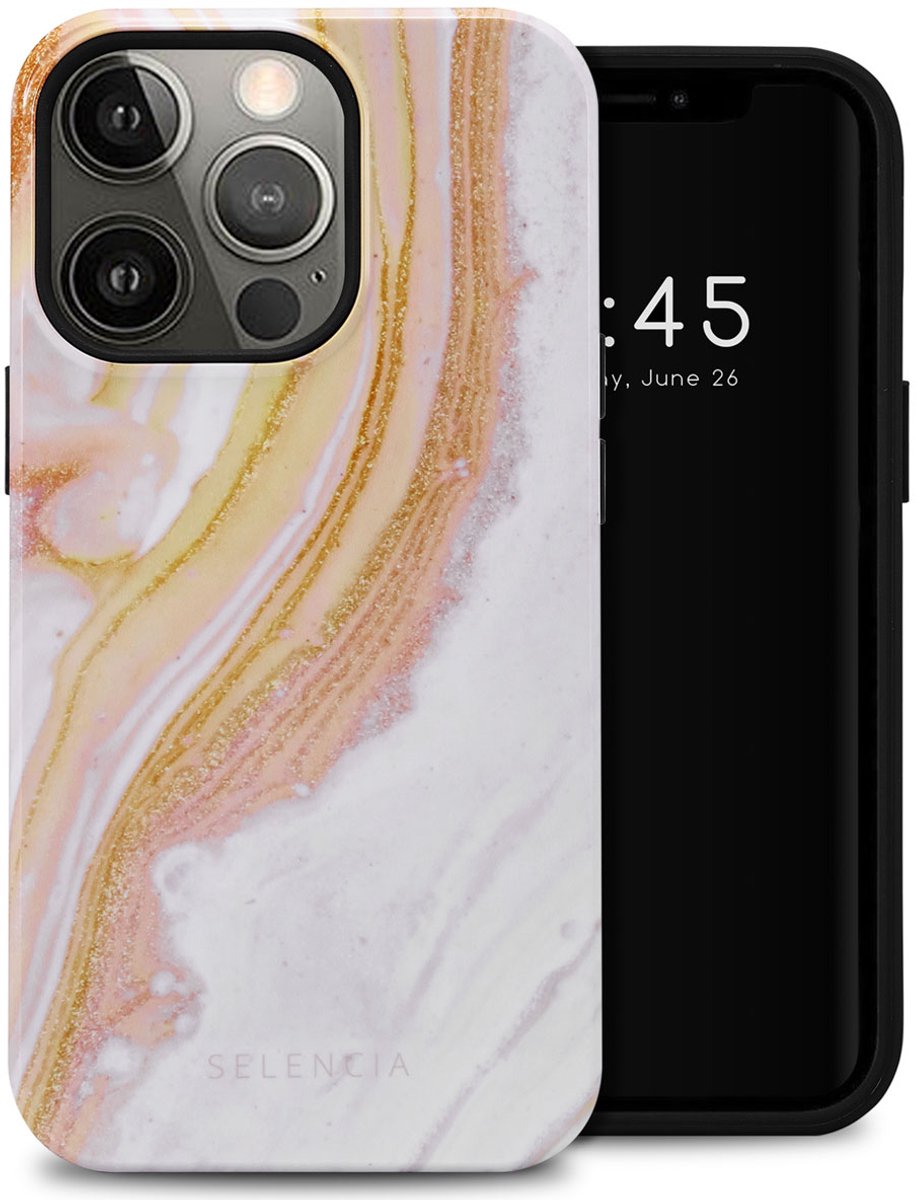 Selencia Hoesje - Geschikt voor Apple iPhone 13 Pro - Backcover - Chic Marble Gold