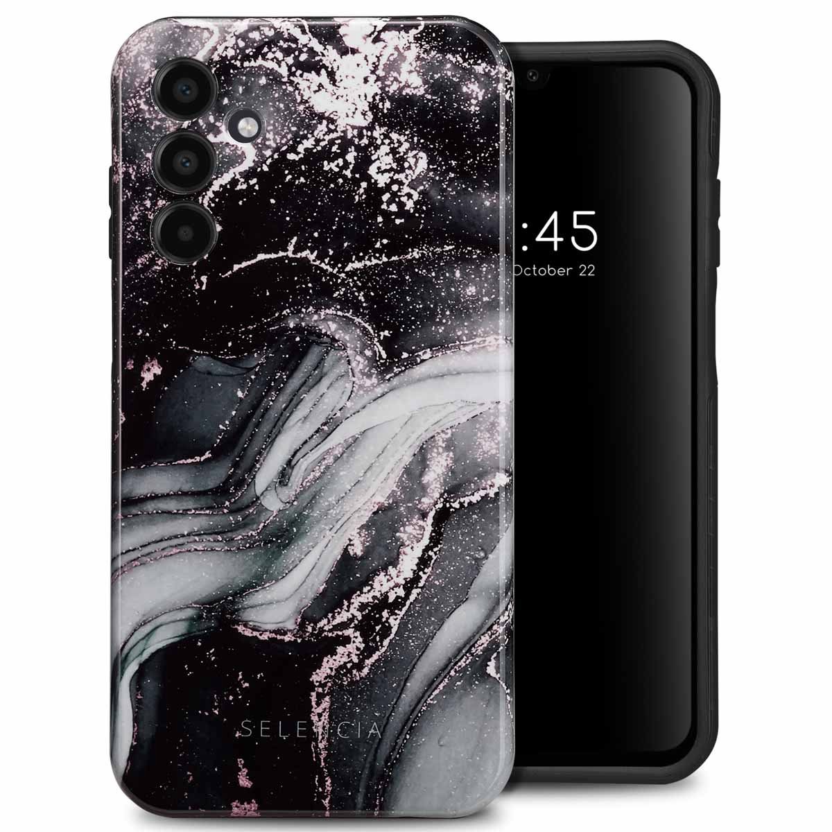 Selencia Hoesje - Geschikt voor Samsung Galaxy A15 (4G) / A15 (5G) - Backcover - Chic Marble Black