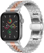 stalen bandje - Geschikt voor Apple Watch 1, 2, 3, 4, 5, 6, 7, 8, 9, 10, 11 (42 mm), SE - 38/40/41 mm - Zilver