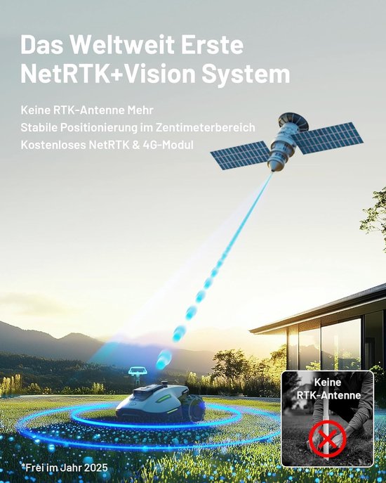 Robotmaaier YUKA Mini 700 | NetRTK+Vision GPS | AI Obstakelherkenning | 700-1100 m² | App met 4G | 50% Helling
