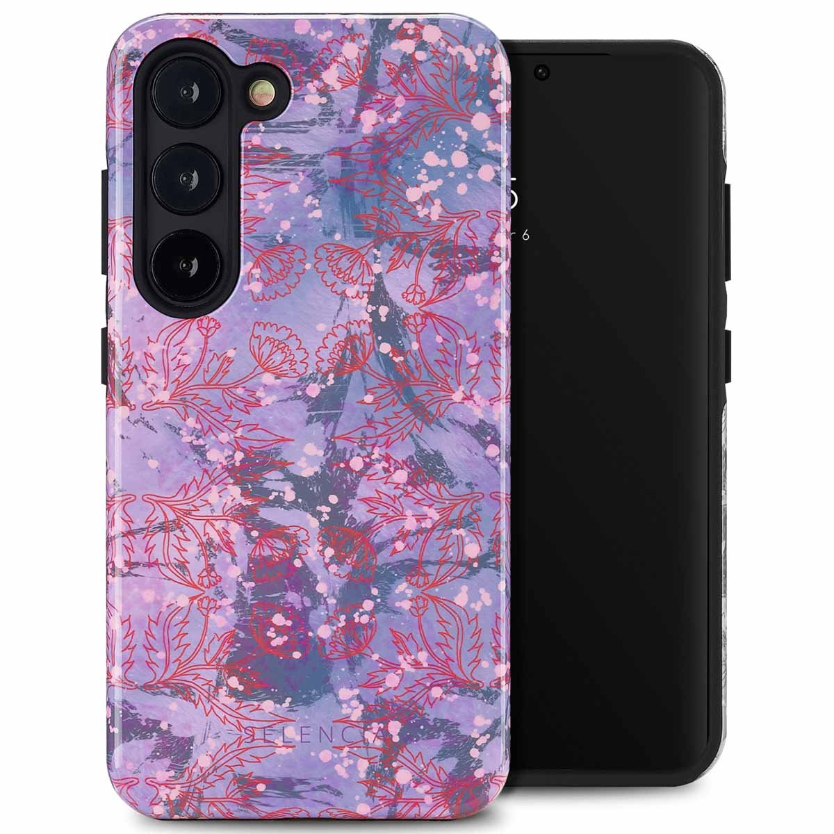Selencia Hoesje - Geschikt voor Samsung Galaxy S23 - Backcover - Fresh Paint Flower Orange