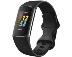 Siliconen Sport bandje - Geschikt voor Fitbit Charge 5/ Charge 6 - Zwart