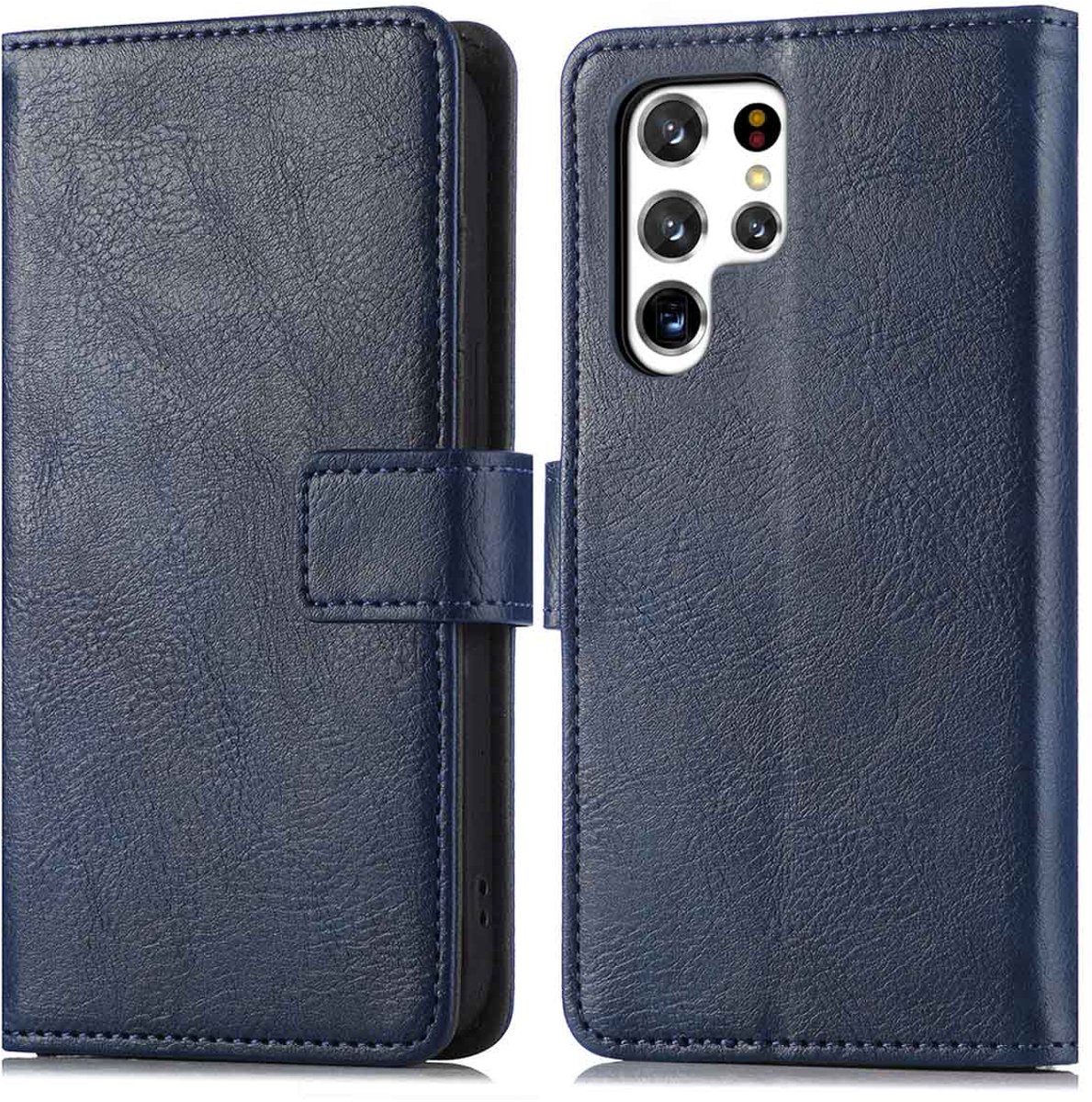 imoshion Hoesje - Geschikt voor Samsung Galaxy S22 Ultra - Luxe Bookcase - Donkerblauw