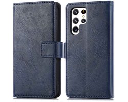 imoshion Hoesje - Geschikt voor Samsung Galaxy S22 Ultra - Luxe Bookcase - Donkerblauw