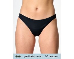 Moodies menstruatie zwemkleding - Bikini broekje - gemiddeld-zwaar kruisje - Zwart - maat S