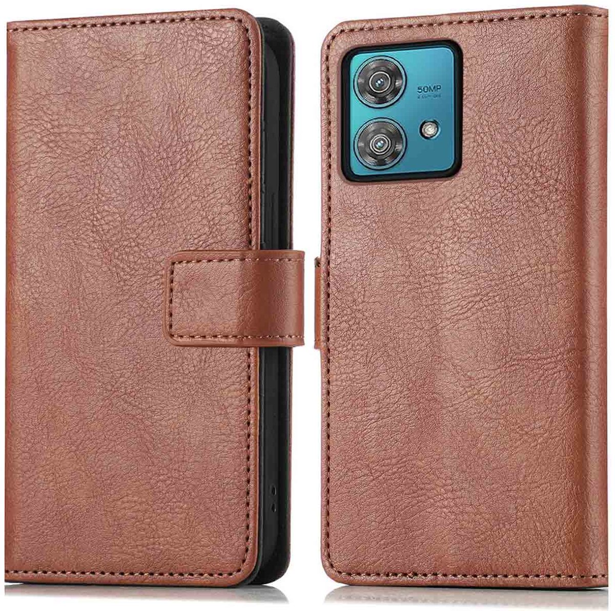 imoshion Hoesje - Geschikt voor Motorola Edge 40 Neo - Luxe Bookcase - Bruin