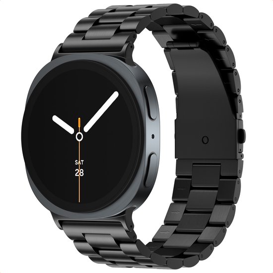 Stalen horlogebandje zwart voor Samsung Galaxy Watch 8 Classic 40/44/46mm roestvrij staal met vlindersluiting