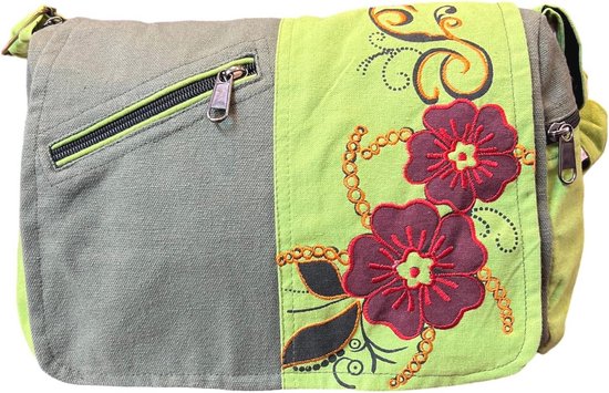 Patchwork Canvas Schoudertas Designer Handtas Dames met grote capaciteit-Grijs