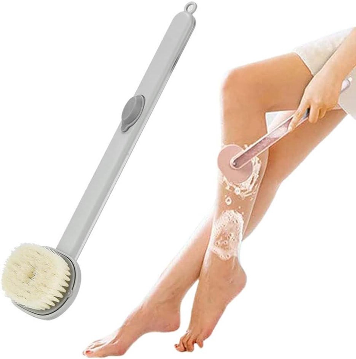 Allecta - Handige Rugborstel met Lange Handgreep en Zeepdispenser voor Douche