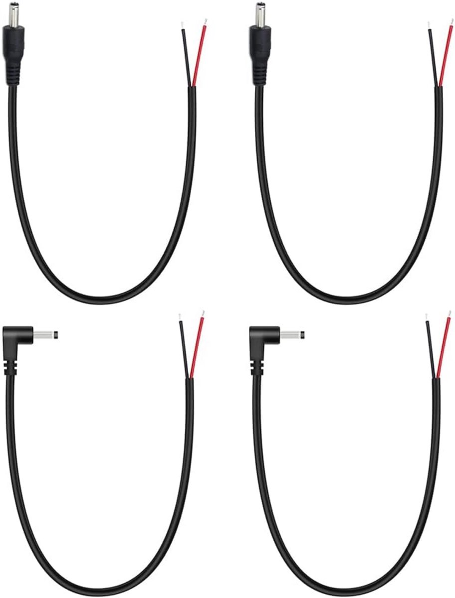4 Stuks DC Pigtail Kabelstekkers 3,5 mm x 1,35 mm - 90 Graden en Rechte Stekkers voor Elektronische Apparaten
