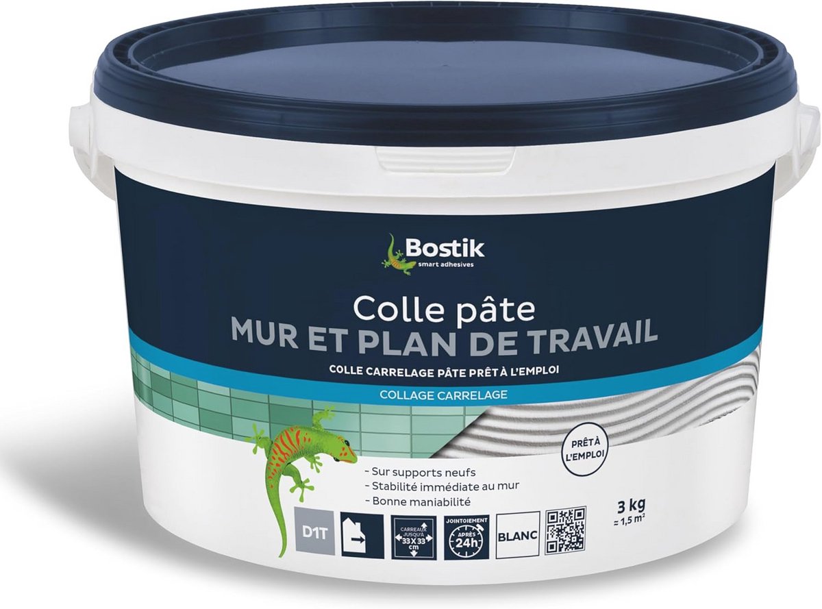 Tegellijm voor muur en werkblad - Gebruiksklare pasta met onmiddellijke stabiliteit - 3 kg