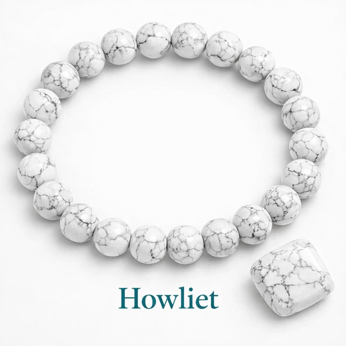 S4H - Howliet Armband – 8 mm Kralen – 18 cm – Edelsteen voor Rust, Aarding & Emotionele Balans