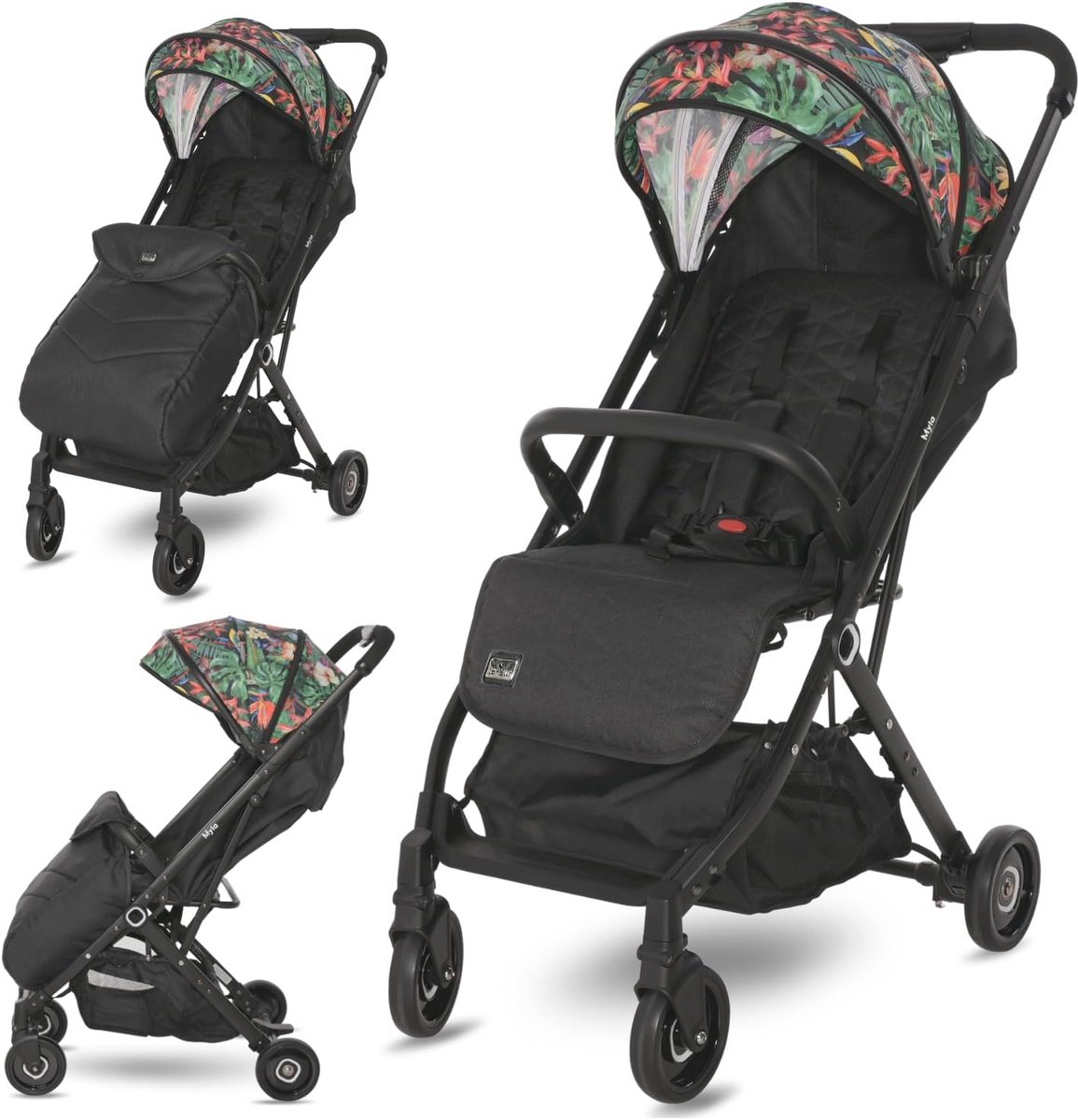 Lorelli Kinderwagen Myla, buggy, klein, inklapbaar, slechts 7 kg, compact sportzitje tot 15 kg, geschikt voor vliegreizen, babyreisbuggy, kleurrijk