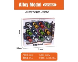 Bextunio 12x Metalen Pull-Back Auto’s – Racewagens Speelset voor Kinderen