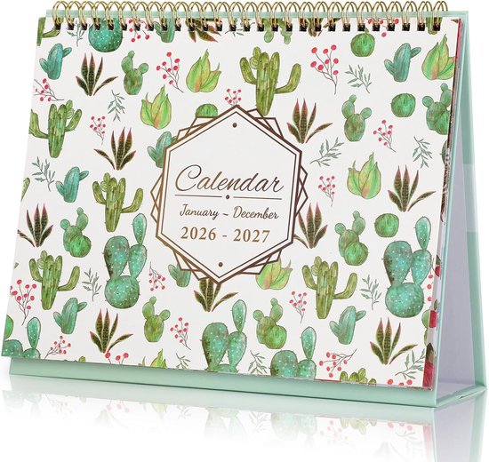 Mini-kalender 2026-2027, kleine tafelkalender, januari 2026 tot juni